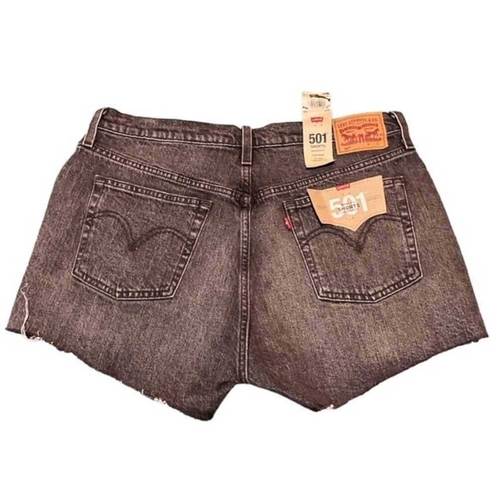 NWT Levi’s 501 Button Fly Cut Off‎ Faded Black Jean Shorts Size 33 Raw Hem